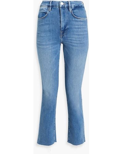 FRAME Le Super High Cropped High-rise Straight-leg Jeans - Blue