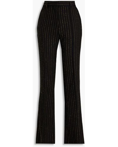 Petar Petrov Page Pinstriped Wool-blend Flared Trousers - Black
