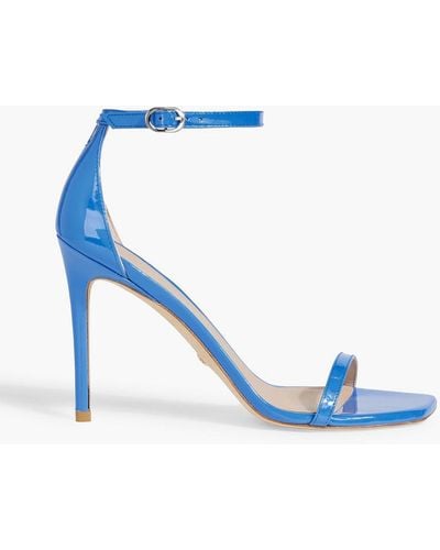 Stuart Weitzman Faux Patent-leather Sandals - Blue