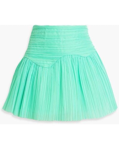 Aje. Laurier Wave Plissé-organza Mini Skirt - Green