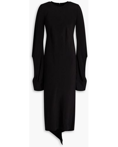 Petar Petrov Asymmetric Woven Midi Dress - Black