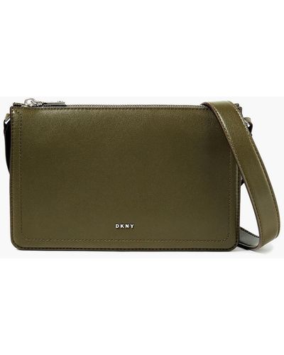 DKNY Suede-paneled Leather Shoulder Bag - Green