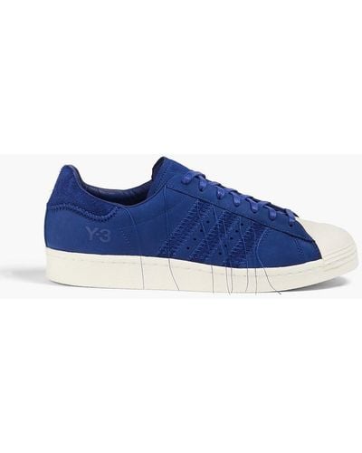 Y-3 Superstar Suede And Nubuck Trainers - Blue
