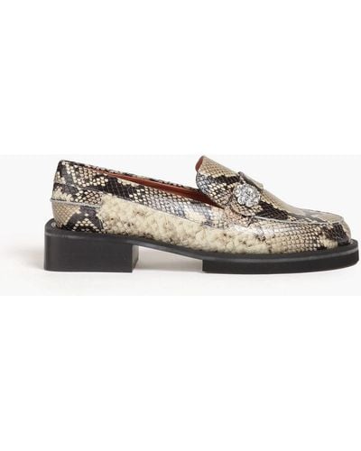 Ganni Snake-effect Leather Loafers - Multicolour