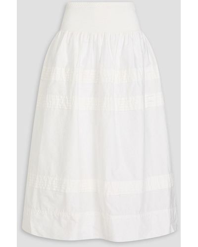 Aje. Rosalie Pintucked Taffeta Midi Skirt - White