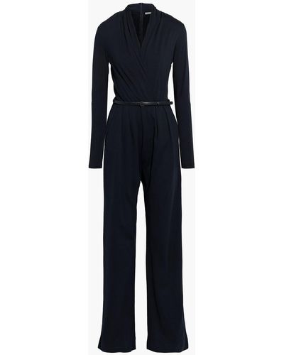 Max Mara Marusca Belted Wrap-effect Jersey Jumpsuit - Blue