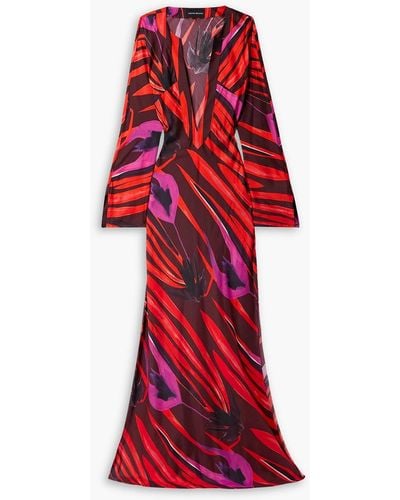 Louisa Ballou Printed Cotton And Silk-blend Maxi Dress - Red