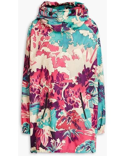 RED Valentino Oversized Printed Shell Hooded Jacket - White