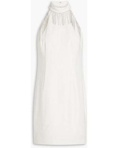 Aidan Mattox Crystal-embellished Crepe Mini Dress - White