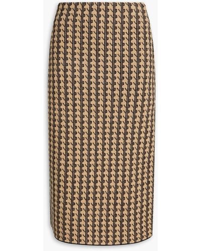 Victoria Beckham Printed Merino Wool Skirt - Natural