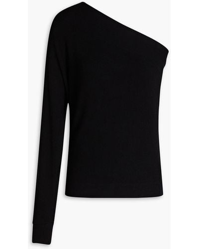 Enza Costa One-sleeve Ribbed-knit Jumper - Black