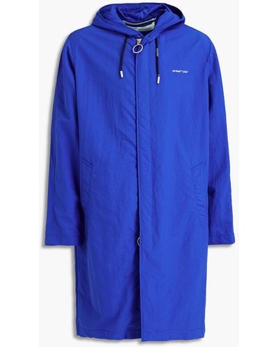 Off-White c/o Virgil Abloh Printed Crinkled Shell Hooded Raincoat - Blue