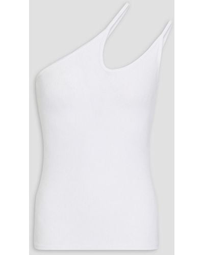 Enza Costa One-shoulder Ribbed Jersey Top - White