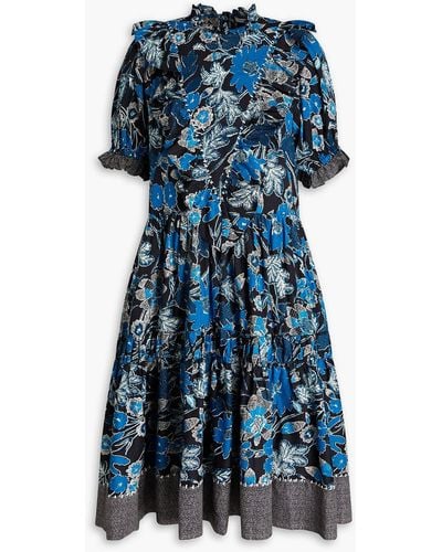Ulla Johnson Roberta Ruffled Printed Cotton-blend Dress - Blue