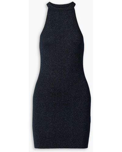 Christopher Kane Metallic Ribbed-knit Mini Dress - Blue
