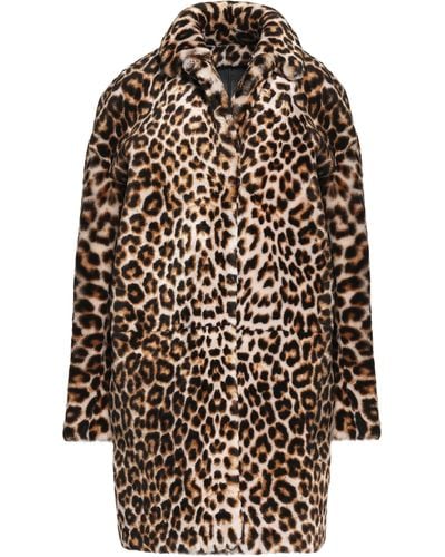 Sandro Leopard-print Faux Fur Coat Animal Print - Multicolour