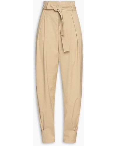 RED Valentino Pleated Belted Twill Tapered Trousers - Natural
