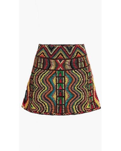 Valentino Garavani Embroidered Beaded Tulle Mini Skirt - Multicolor