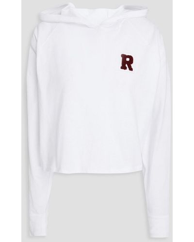 Rag & Bone Principal Cropped Appliquéd Cotton-jersey Hoodie - White