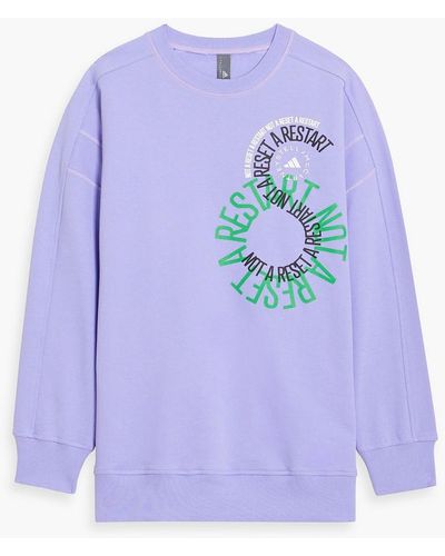 adidas By Stella McCartney Oversized Printed French Cotton-terry Sweatshirt - Purple