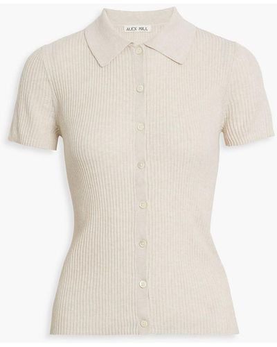 Alex Mill Suzanne Ribbed-knit Polo Sweater - White