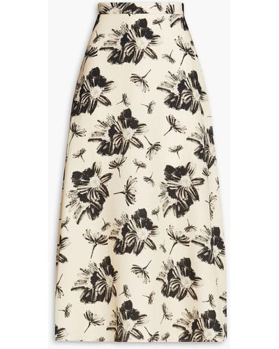 Mother Of Pearl Amelie Floral-print Tm Lyocell-twill Midi Skirt - Natural