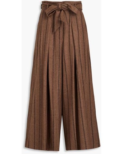 Dolce & Gabbana Striped Alpaca-blend Felt Wide-leg Pants - Brown