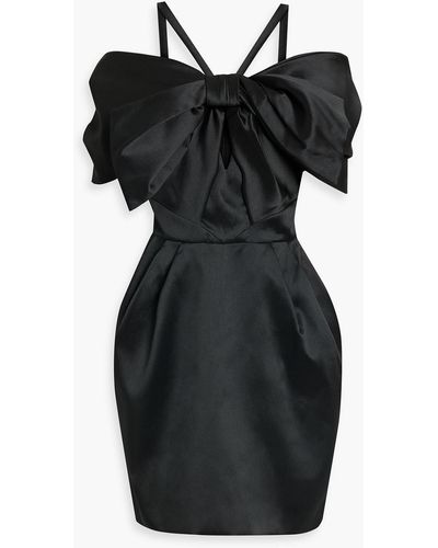 Zuhair Murad Cold-shoulder Bow-embellished Taffeta Mini Dress - Black