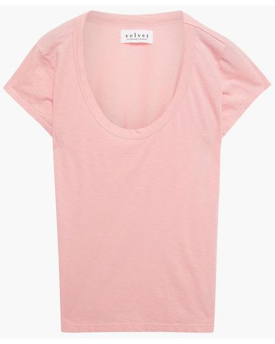 Velvet By Graham & Spencer Katie Slub Cotton-jersey T-shirt - Pink