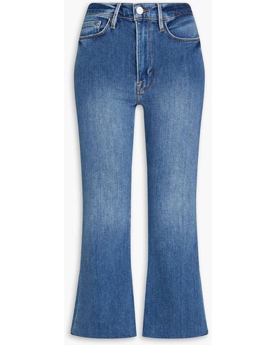 FRAME Le Crop Flare Cropped Faded High-rise Kick-flare Jeans - Blue