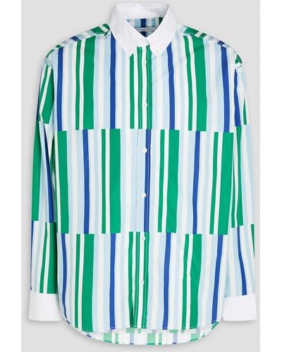 Maison Kitsuné Striped Cotton-poplin Shirt - Blue