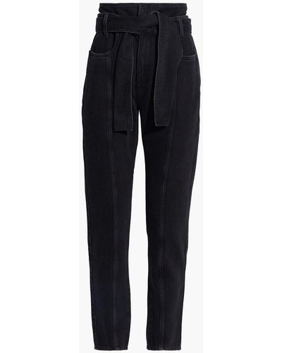 IRO Ouzilly Belted Faded High-rise Tapered Jeans - Black