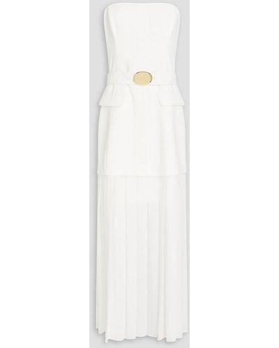 Nicholas Reagan Strapless Pleated Crepe And Georgette Maxi Dress - White