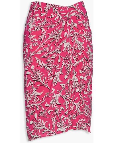 Isabel Marant Draped Printed Crepe De Chine Mini Skirt - Pink