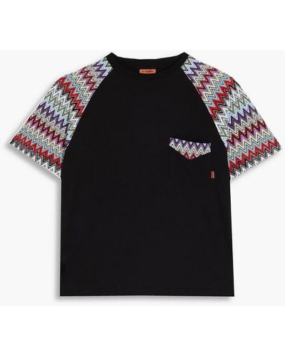 Missoni Crochet-trimmed Cotton-jersey T-shirt - Black