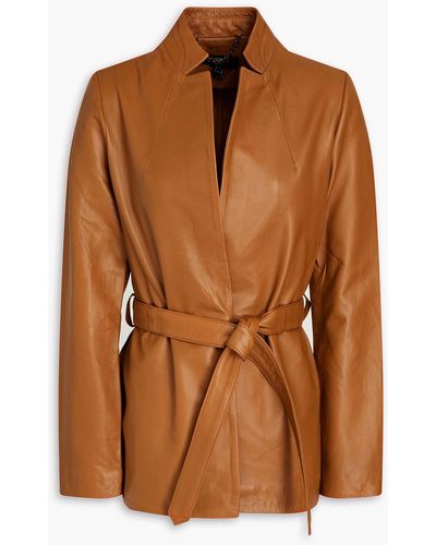 Muubaa Belted Leather Jacket - Brown