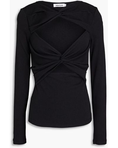 Anna Quan Cutout Twisted Stretch-cotton Jersey Top - Black