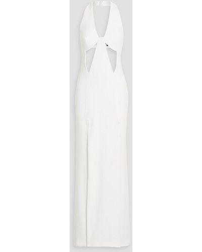 Rasario Cutout Crepe Halterneck Gown - White