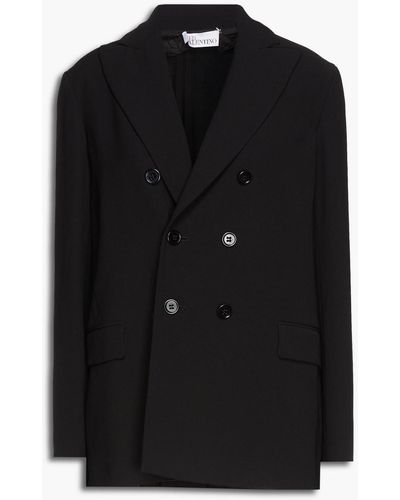 RED Valentino Double-breasted Pleated Stretch-crepe Blazer - Black