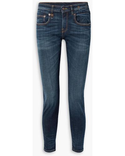 R13 Faded Mid-rise Skinny Jeans - Blue