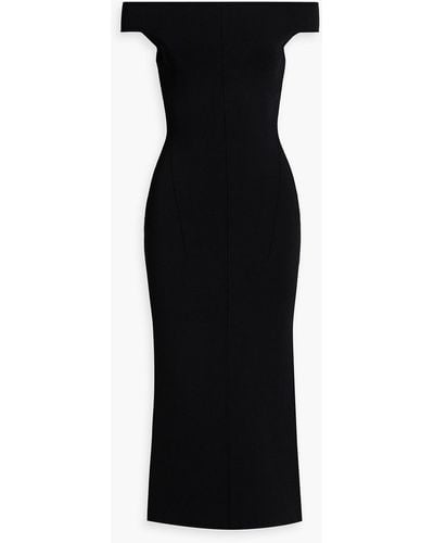 Galvan London Aphrodite Off-the-shoulder Stretch-knit Midi Dress - Black