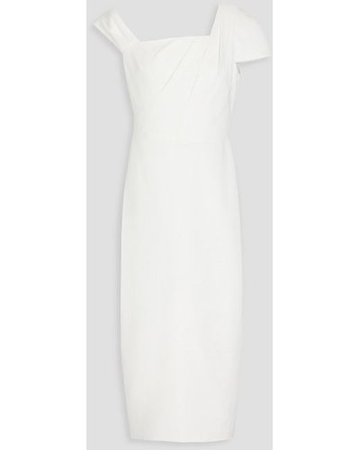 Marchesa Pleated Crepe Midi Dress - White