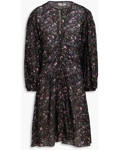 Isabel Marant Marili Floral-print Cotton-mousseline Mini Shirt Dress - Black