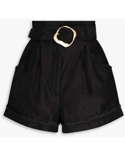 Aje. Riveria Belted Silk-organza Shorts - Black