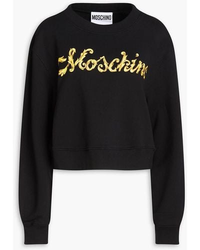 Moschino Sweatshirt aus baumwollfrottee mit print - Schwarz