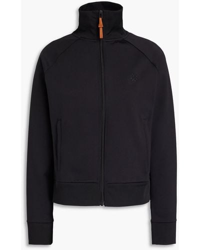 Tory Burch Embroidered Stretch-jersey Track Jacket - Black