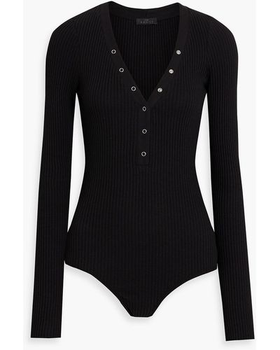 The Range Waffle-knit Cotton-blend Bodysuit - Black