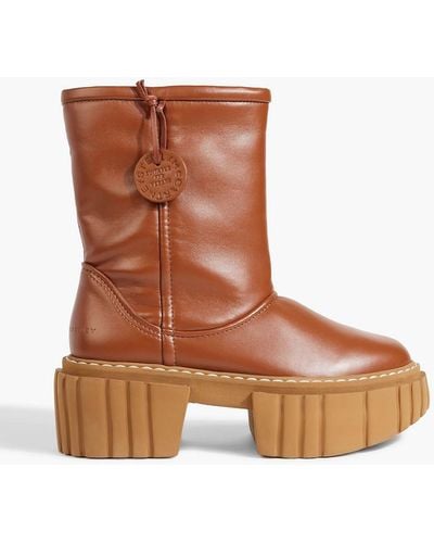 Stella McCartney Emilie Faux Leather Platform Ankle Boots - Brown