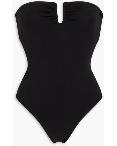 Mara Hoffman Ruched Bandeau Swimsuits - Black