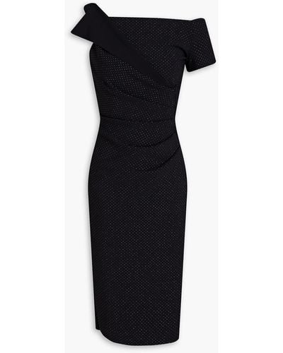 La Petite Robe Di Chiara Boni Affie Ruched Metallic Printed Scuba Dress - Black